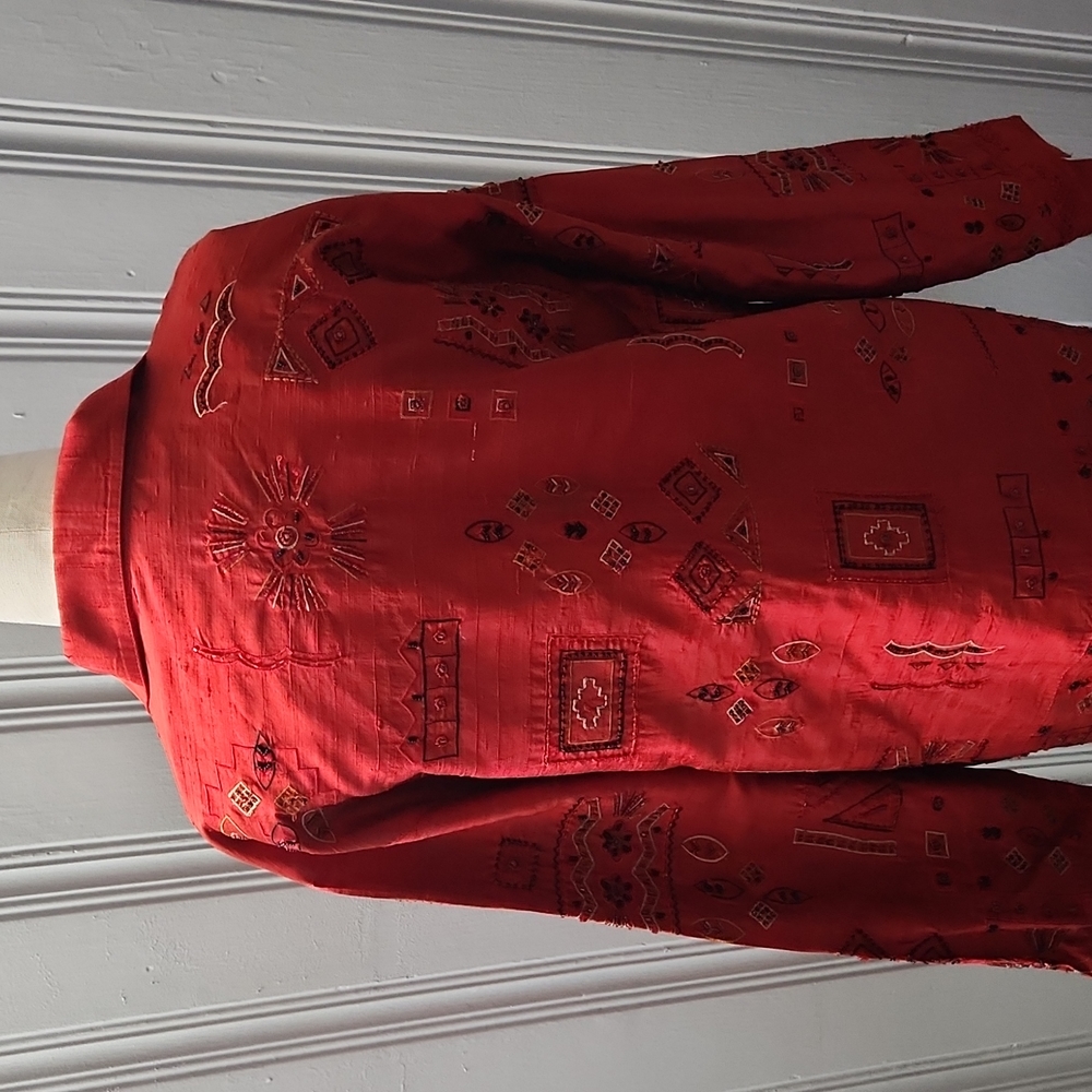 Chico's Red Patterned Jacket - Picture 5 of 7
